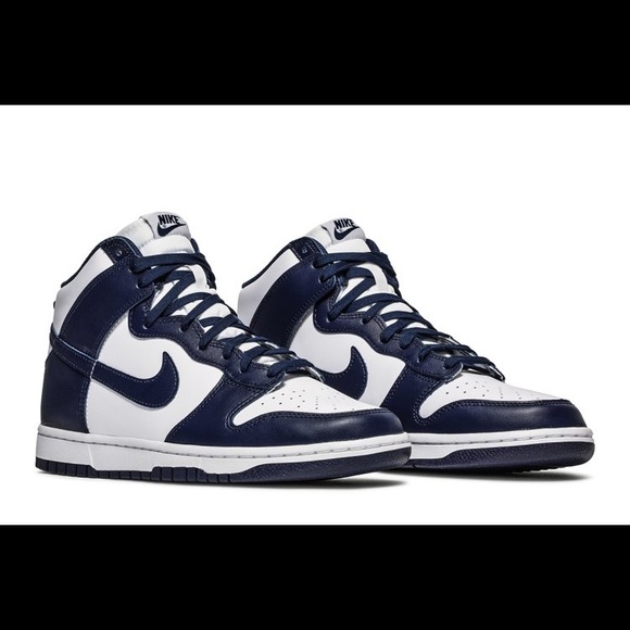 nike dunk high navy white